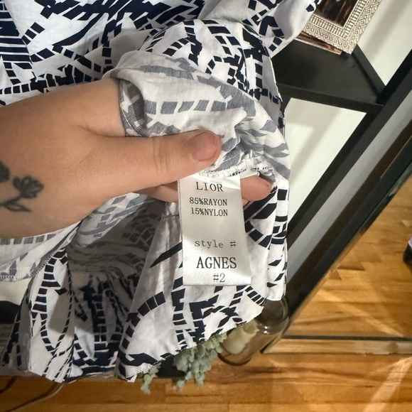 Lior Paris Elegant navy blue and White Patterned Mini Dress size small - Picture 7 of 11